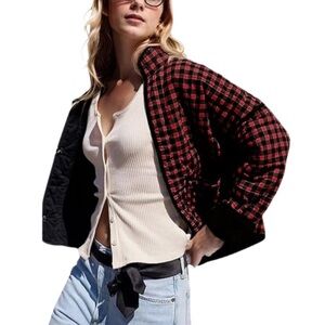 Omoone Cropped Quilted Jacket Printed LightWeight Padded Puffer Coat NWT Size S